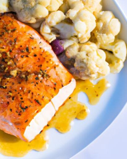 Golden Honey Mustard Salmon with Crispy Roasted Cauliflower