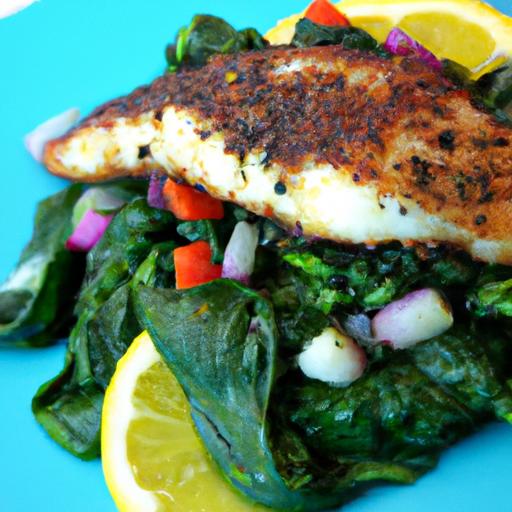 Fiery Blackened Tilapia Meets Tender Sautéed Spinach Delight