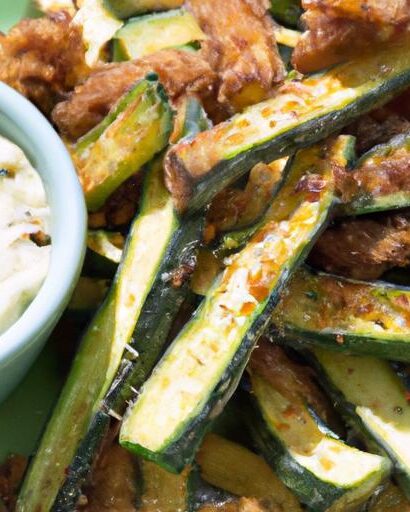 Crispy Baked Zucchini Fries Paired with Creamy Vegan Ranch