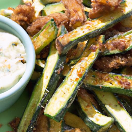 Crispy Baked Zucchini Fries Paired with Creamy Vegan Ranch