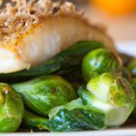 Golden Baked Cod Paired with Crispy Roasted Brussels Sprouts