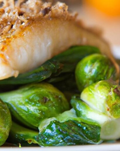 Golden Baked Cod Paired with Crispy Roasted Brussels Sprouts