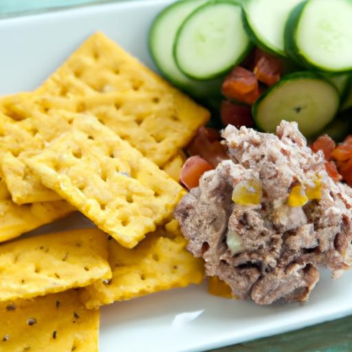 Wholesome Tuna Salad Paired with Crunchy Whole Grain Crackers