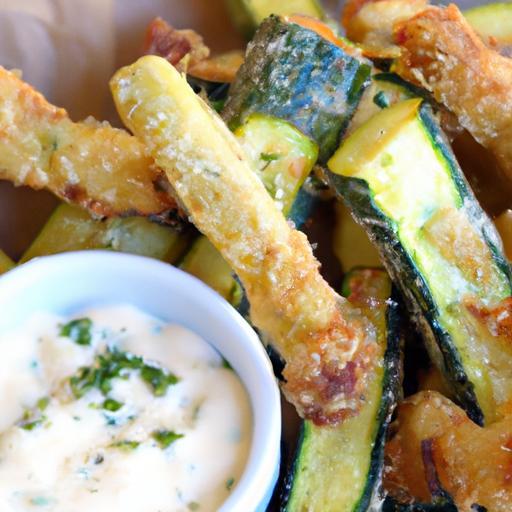 Crispy Baked Zucchini Fries with Creamy Vegan Ranch Dip