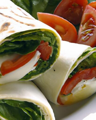 Fresh & Flavorful: Tomato Mozzarella Wrap with Zesty Pesto