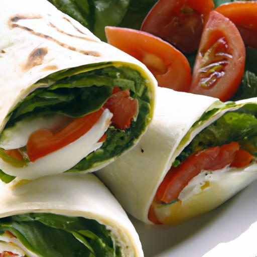 Fresh & Flavorful: Tomato Mozzarella Wrap with Zesty Pesto