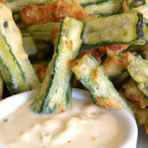 Crispy Baked Zucchini Fries with Creamy Vegan Ranch Dip