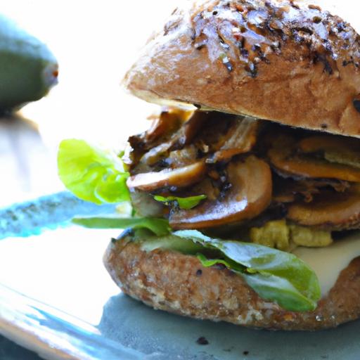 savory Mushroom & Lentil Burger with Creamy Avocado Twist