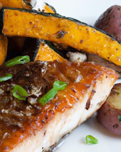 Savory Balsamic Glazed Salmon with Roasted Sweet Potatoes Delight