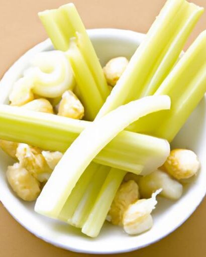 Crunchy Harmony: Celery Sticks Paired with Almond Butter