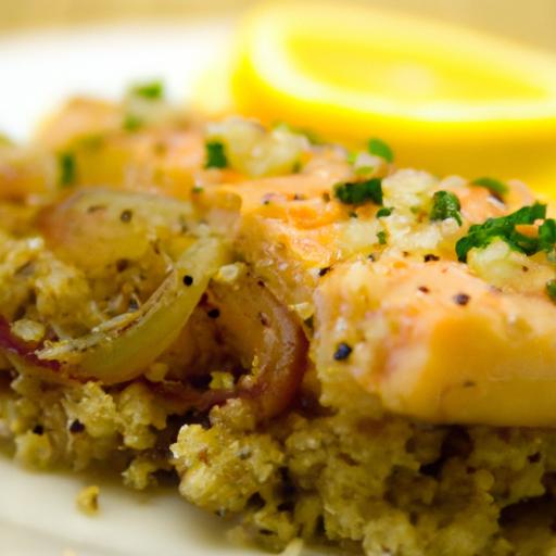 Zesty Baked Salmon paired with Lemon Garlic Quinoa delight