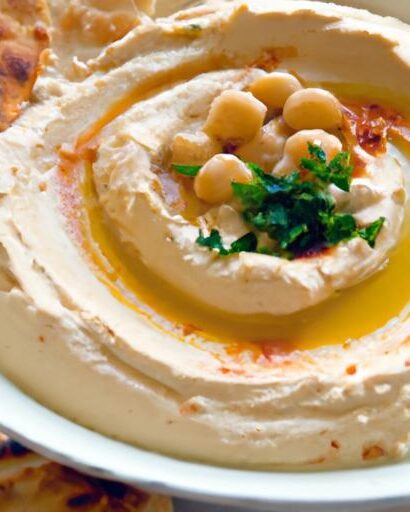 Dip into Delight: Creamy Hummus Paired with Crispy Pita Chips